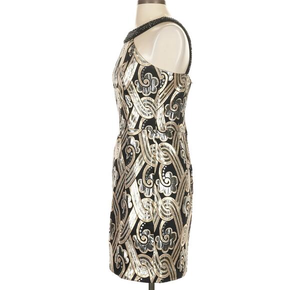 Lilly Pulitzer Sydney Brocade Dress 2 Black Gold Silver Metallic Cocktail Party - Picture 6 of 12